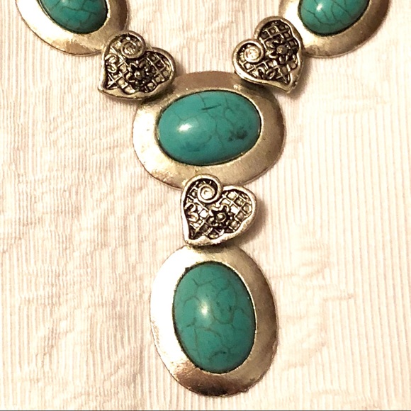 Stunning silver plated turquoise necklace - Picture 4 of 7
